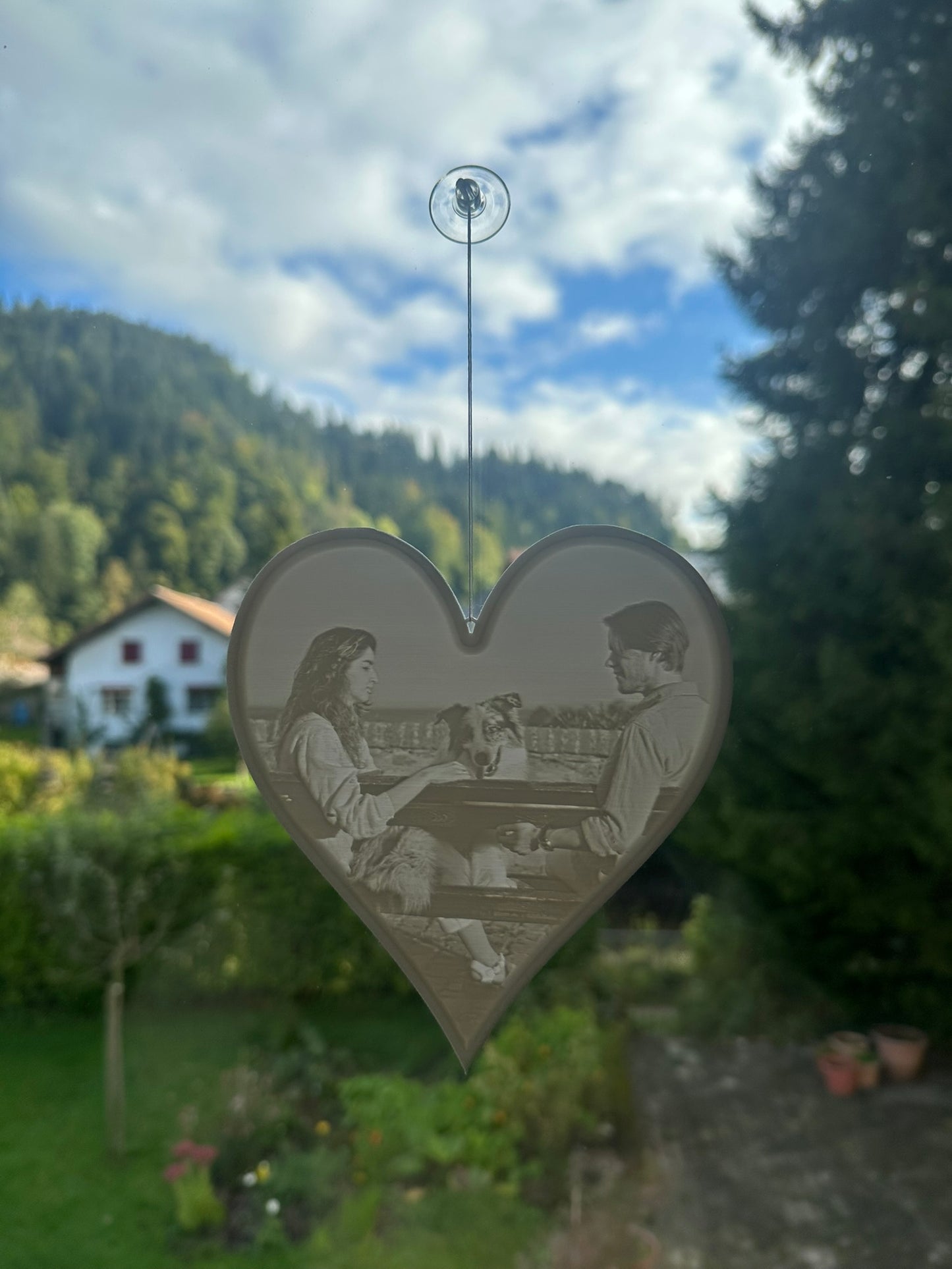 Personalisiertes Herz Fensterbild